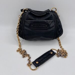 Juicy Couture Black Leather Quilted Chain Shoulder Bag